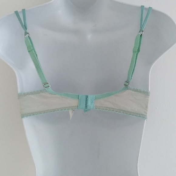 Badgley Mischka Satin Blue Black Lace Bra - Picture 3 of 6